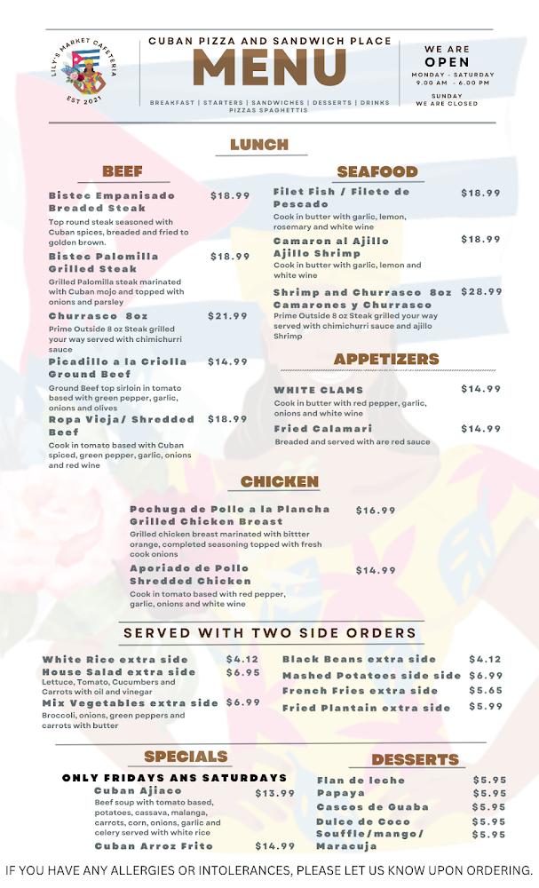 Lily's Market Cafeteria Picadillo a la criolla / Ground Beef